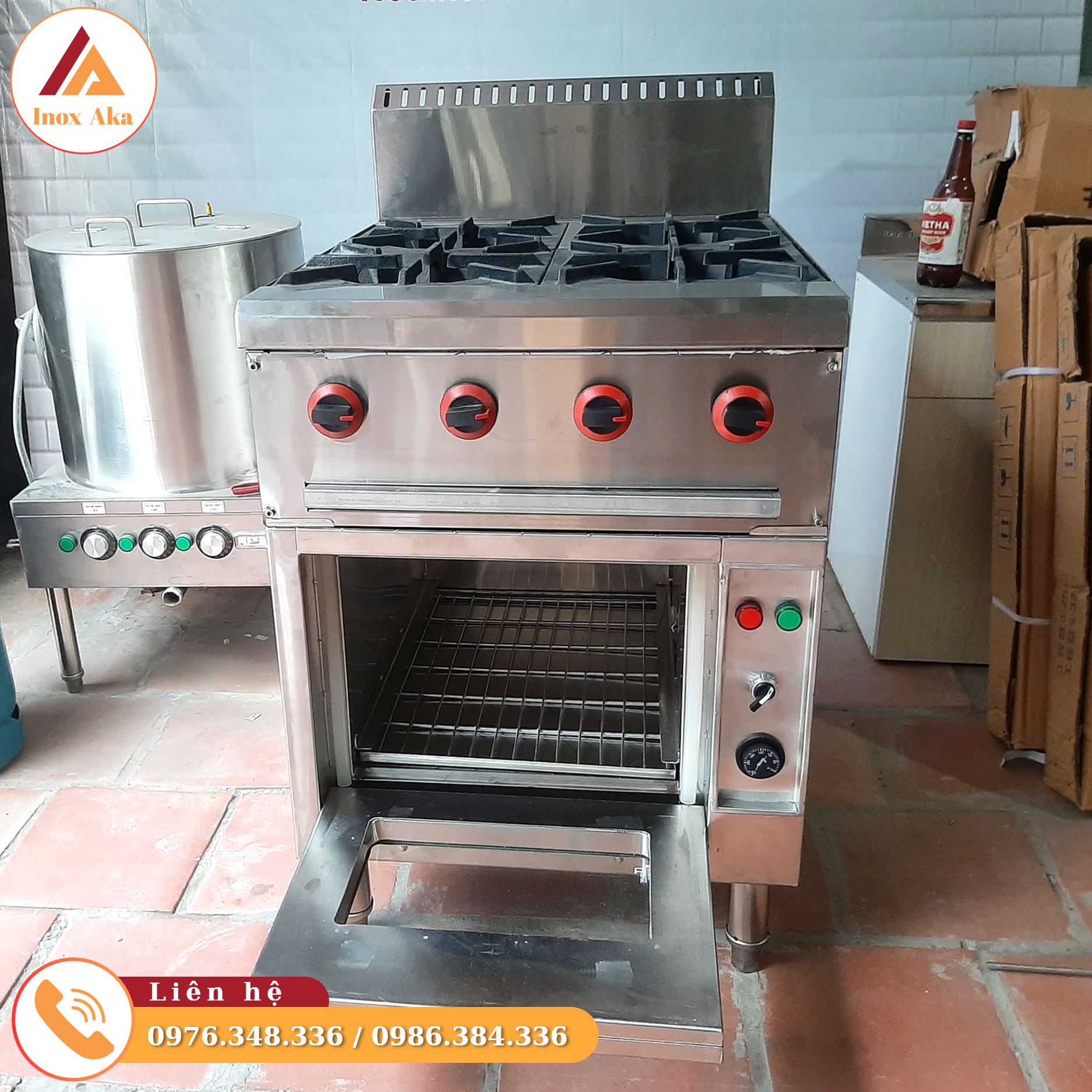 Bếp Âu 4 họng kết hợp Lò nướng