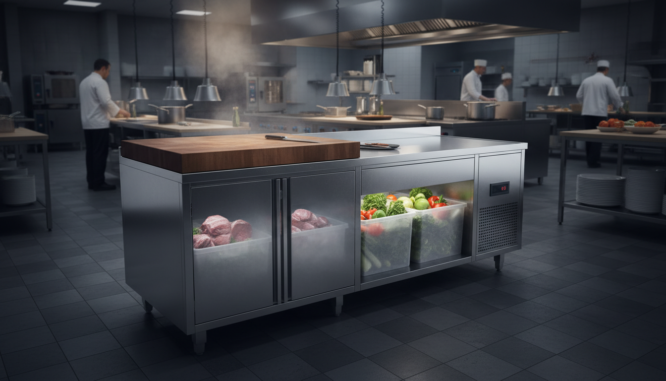 tủ đông bàn chặt inox