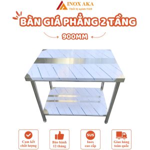 Bàn inox giá phẳng 2 tầng
